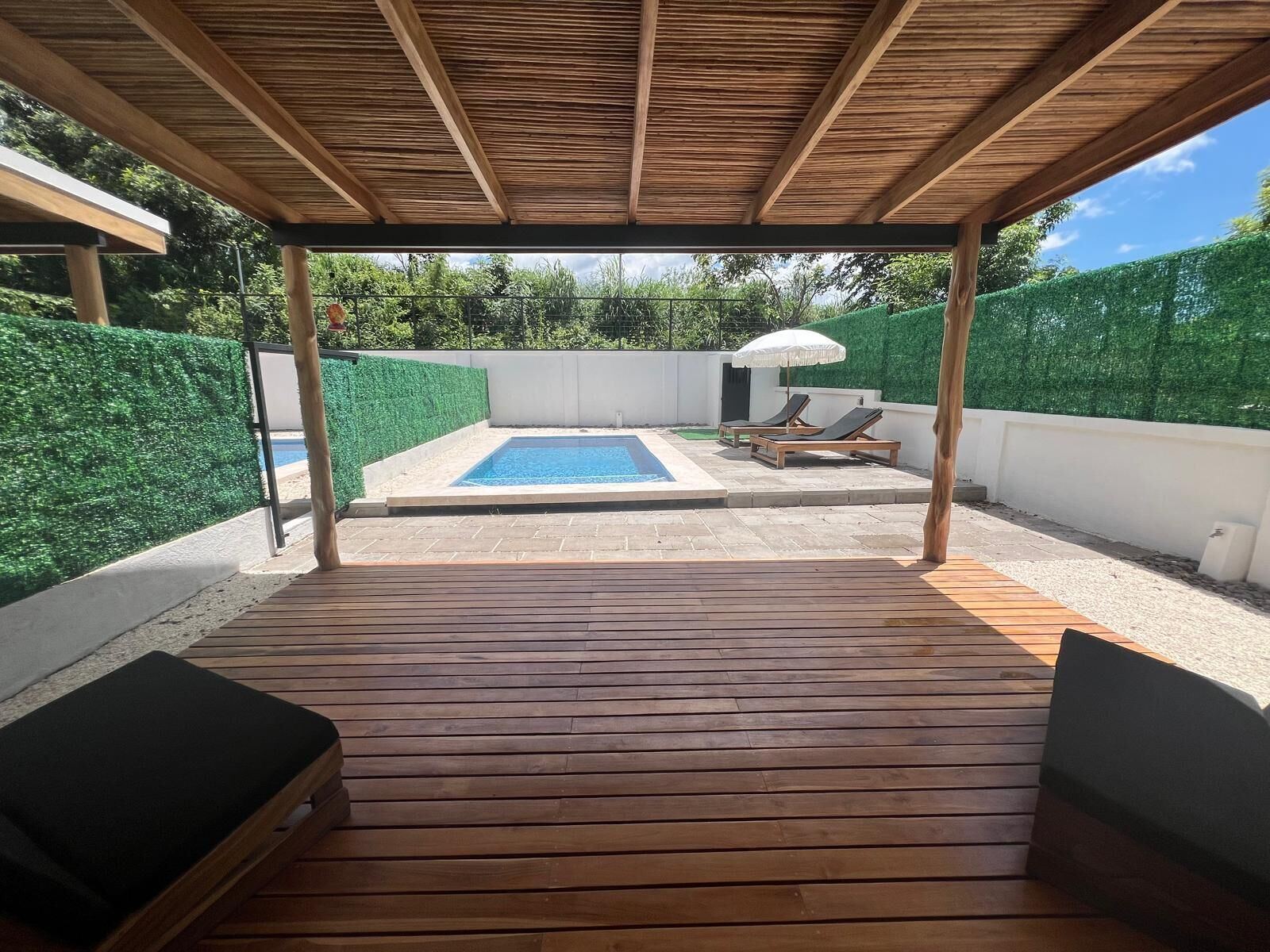 Covered deck and pool at Cacique Retreat during Guanacaste's green season